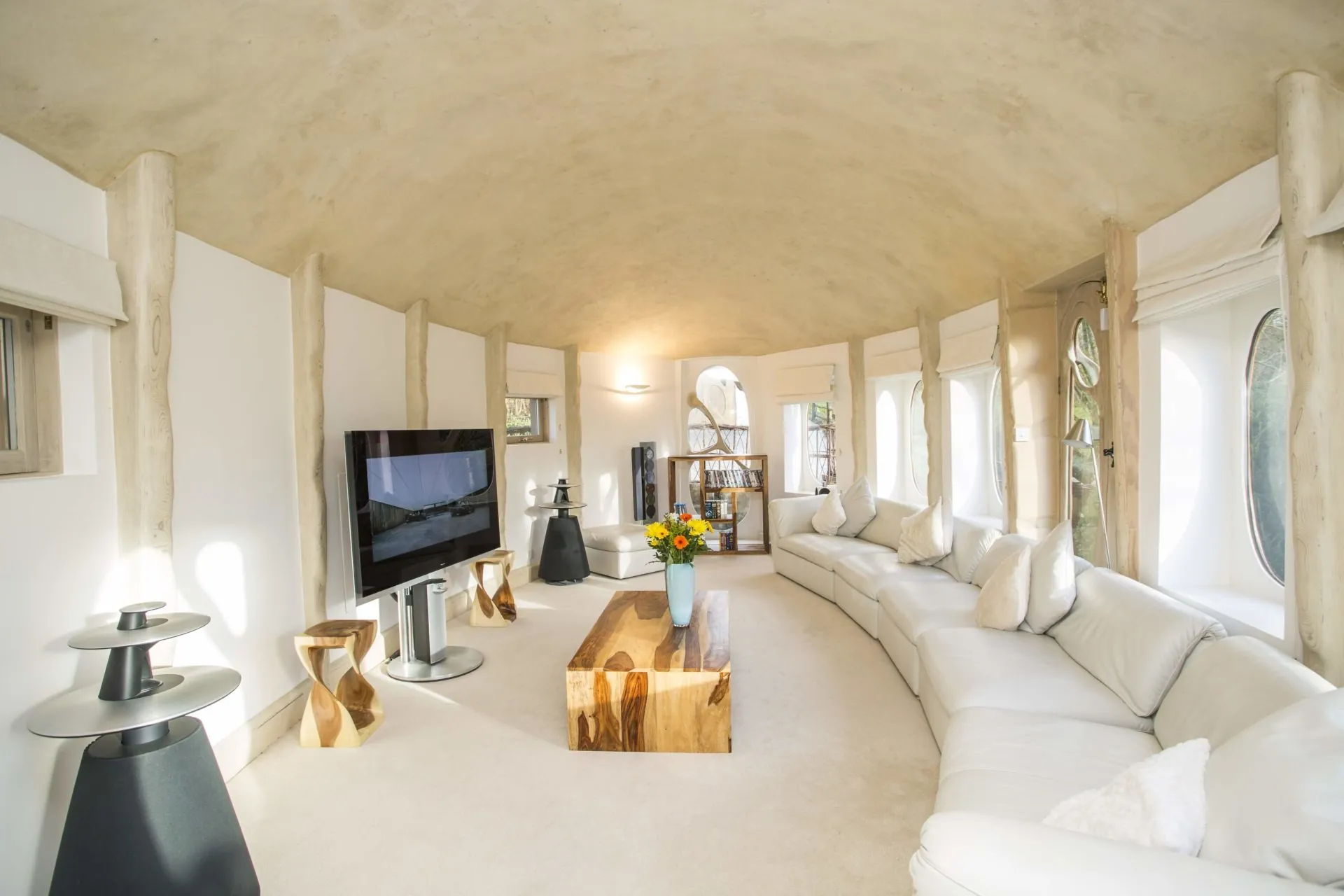 The 30-foot cinema and entertainment pod with a ceiling of stars