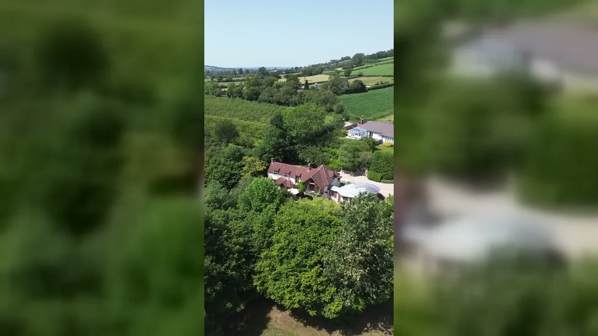 Aerial drone view of Hunter's Moon holiday cottage